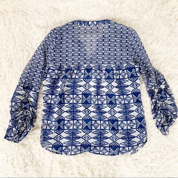 BEACHLUNCHLOUNGE Blue White Sheer Boho Blouse Top size Small - Picture 5 of 8